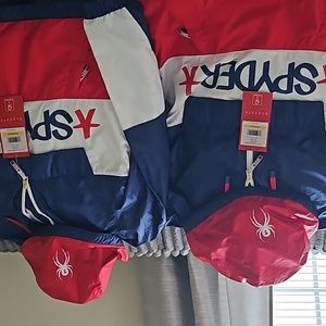 2 Women's size M Spyder Jacket zip up on chest area wind breakers with hood